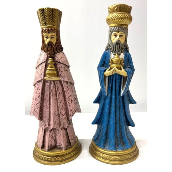 Other - Hand-Painted Nativity Figurines Set Of 2 Kings With Gold Accents